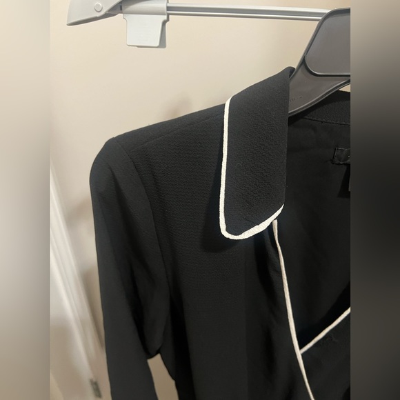 Halogen Black & White Collar Long Sleeve Faux Wrap Dress Size XS (0-2) N… - Picture 10 of 16